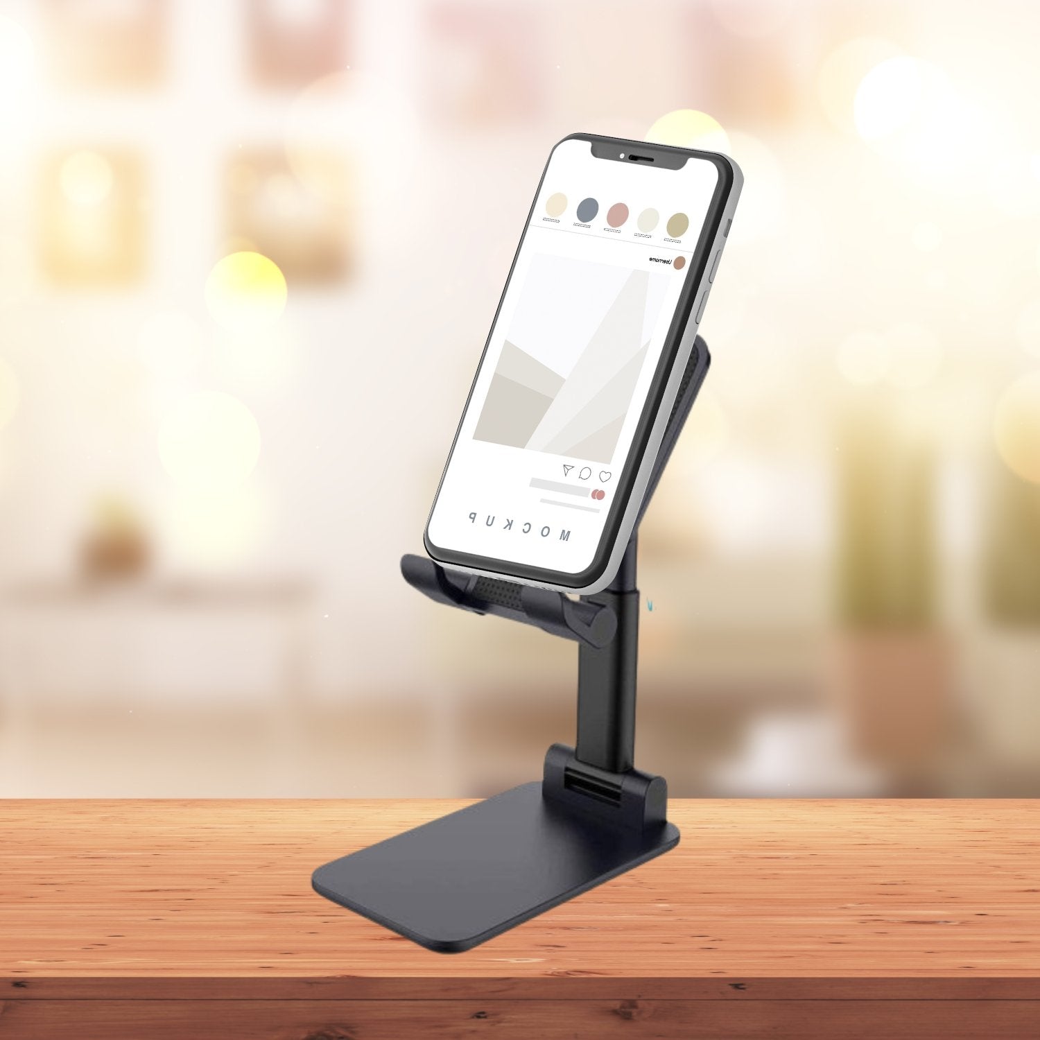 Wukusy 6032 foldable mobile stand with adjustable angle, desktop holder for smartphones, compact mobile accessories.