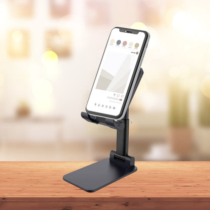 Wukusy 6032 foldable mobile stand with adjustable angle, desktop holder for smartphones, compact mobile accessories.