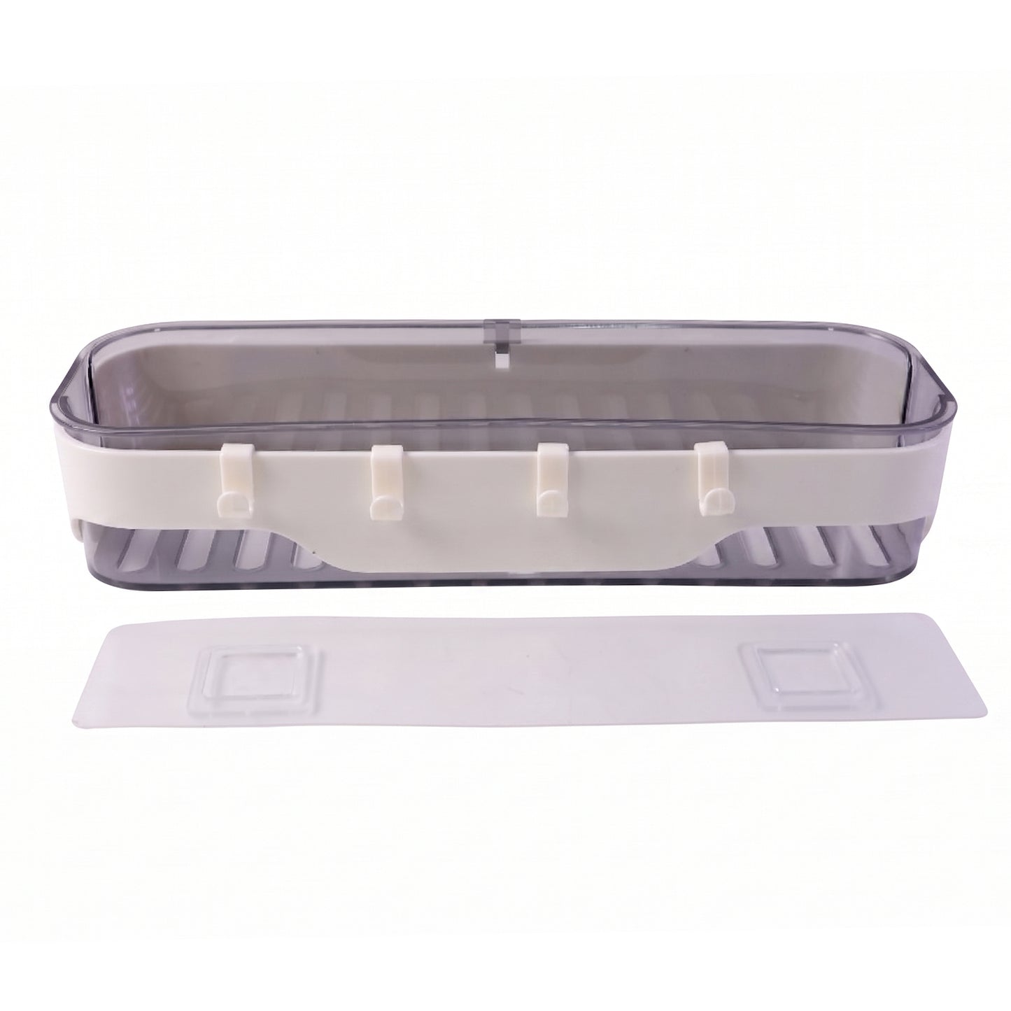 Wukusy stylish bathroom wall shelf with hooks, multi-purpose storage organizer mounted on tiled wall for bathroom essentials