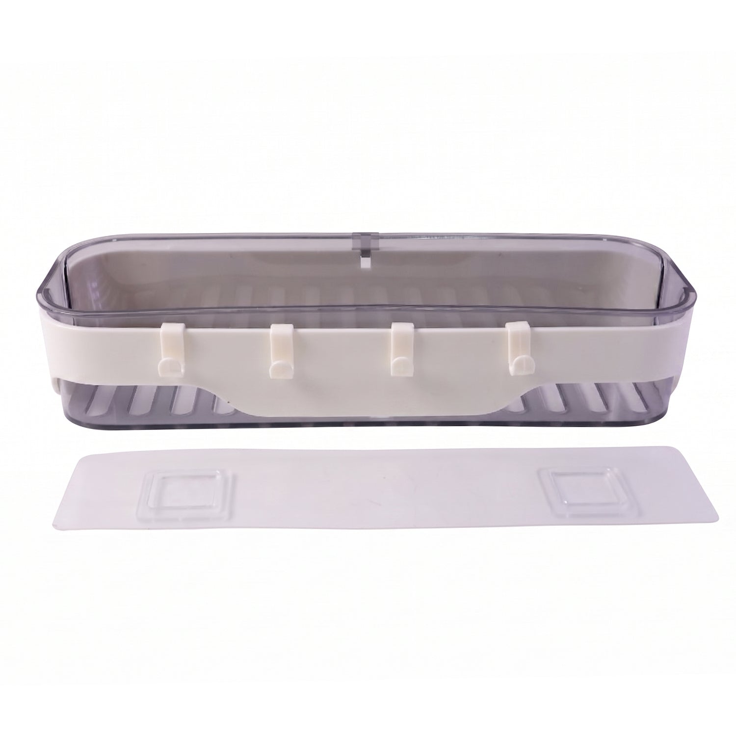 Wukusy stylish bathroom wall shelf with hooks, multi-purpose storage organizer mounted on tiled wall for bathroom essentials
