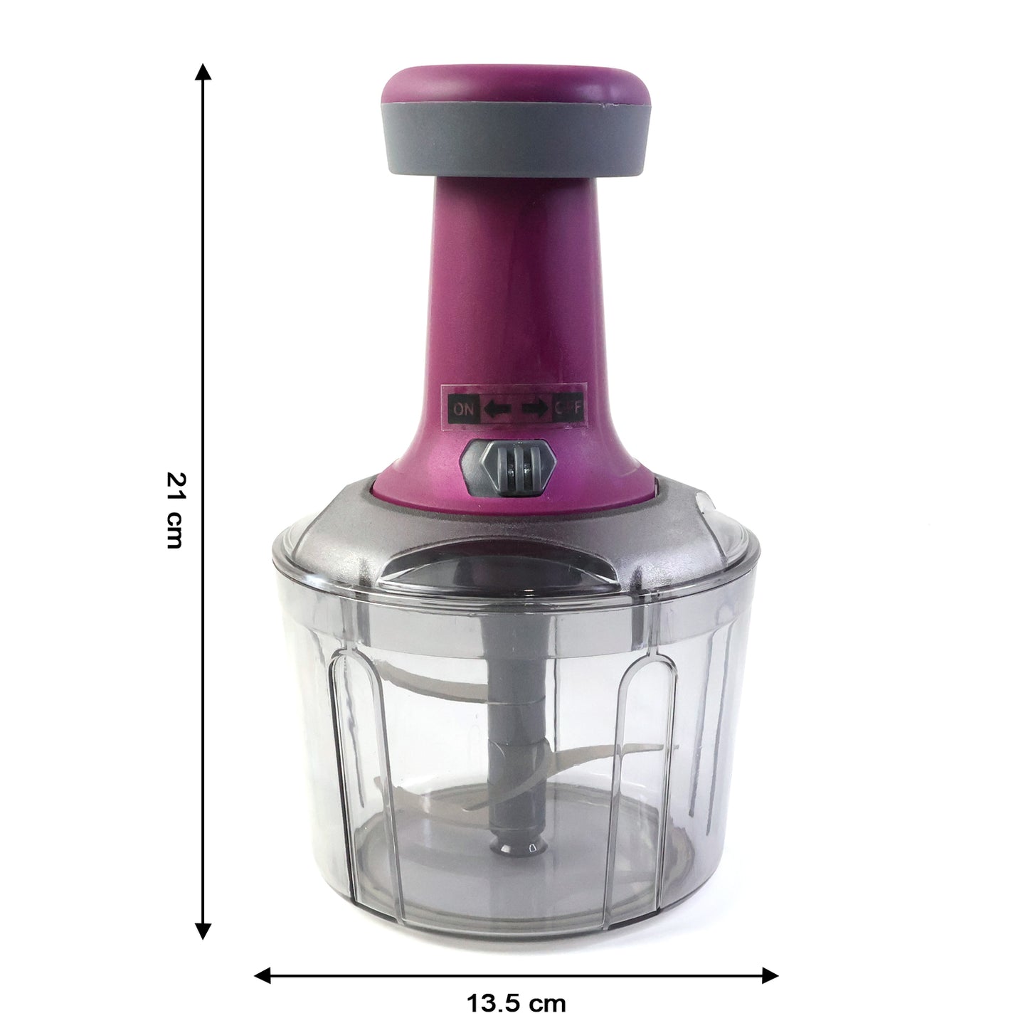 Wukusy Premium Push Chopper 1100 ml with stainless steel blades and clear plastic container for easy food chopping.