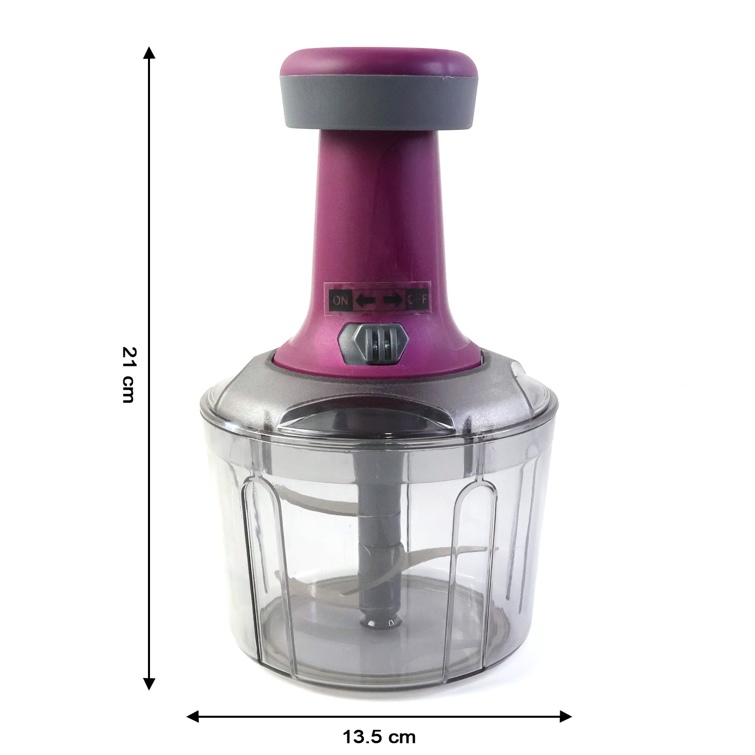 Wukusy Premium Push Chopper 1100 ml with stainless steel blades and clear plastic container for easy food chopping.