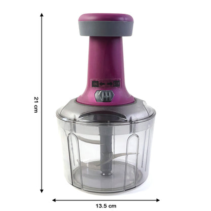 Wukusy Premium Push Chopper 1100 ml with stainless steel blades and clear plastic container for easy food chopping.