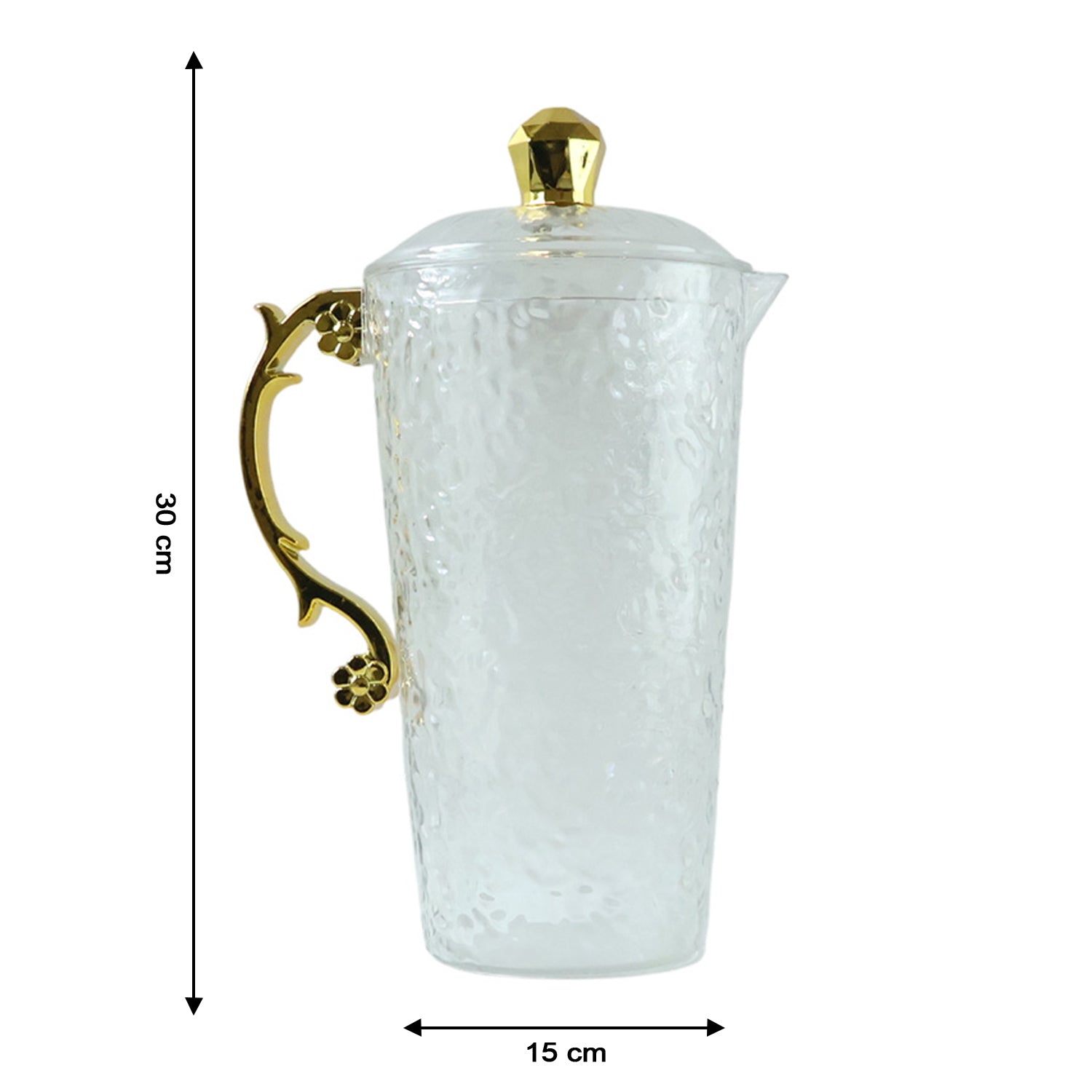 Elegant textured glass water jug with matching 6 glasses set by Wukusy, perfect for serving beverages in style.