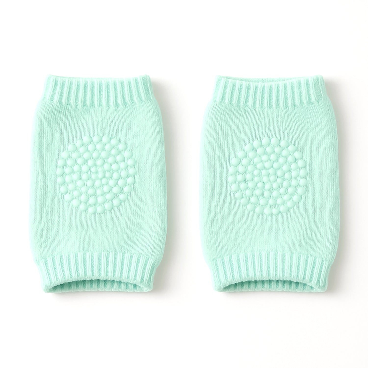 Mint green toddler wool knit leg warmer and knee guard by Wukusy, soft and cozy for baby care and knee protection.