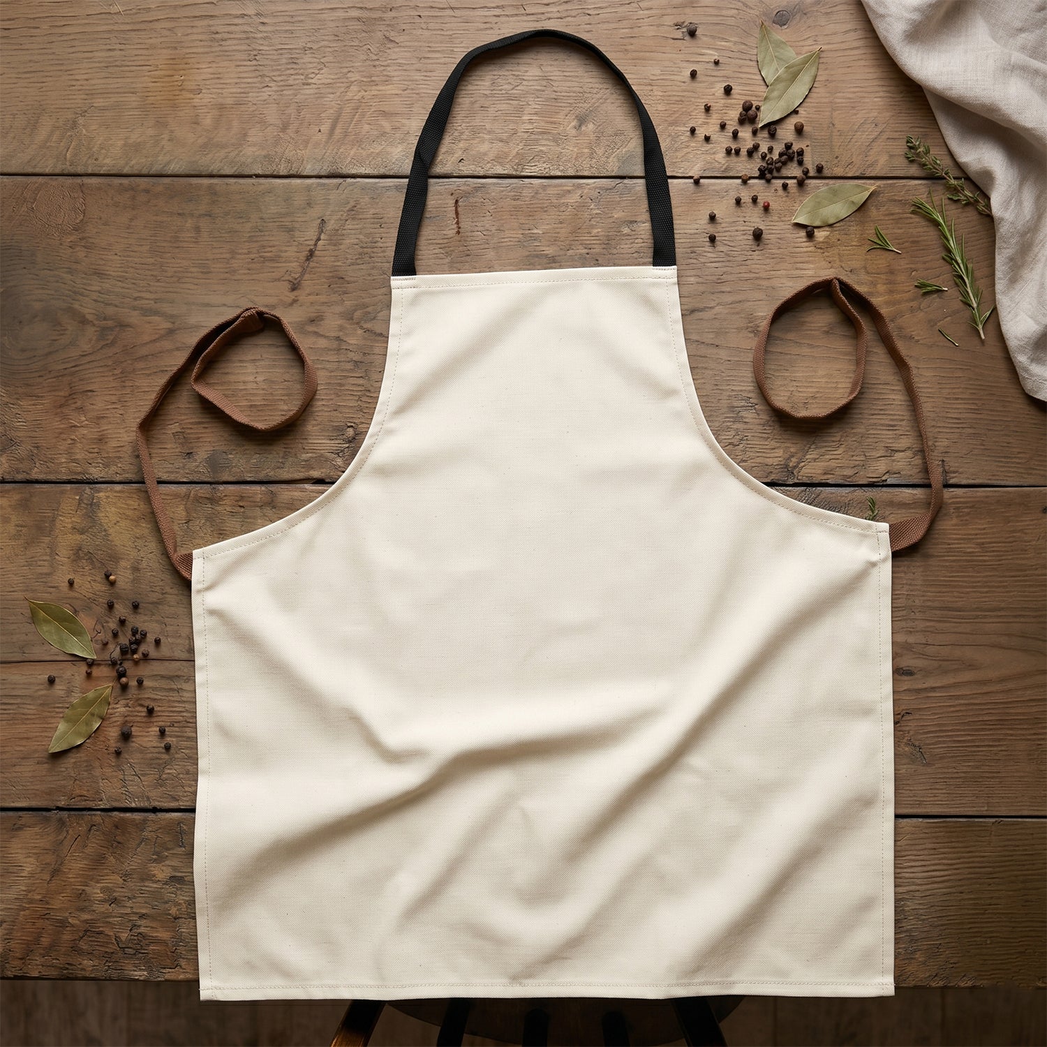 Wukusy waterproof adjustable kitchen apron with pockets, ideal for cooking and baking, shown in black fabric with front pockets.