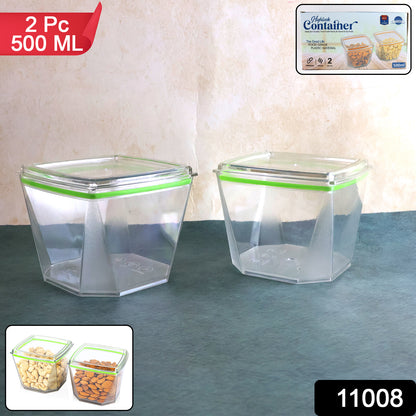 Wukusy food storage container set with leak-proof lids, 500ml capacity, two-piece set for kitchen organization and freshness.