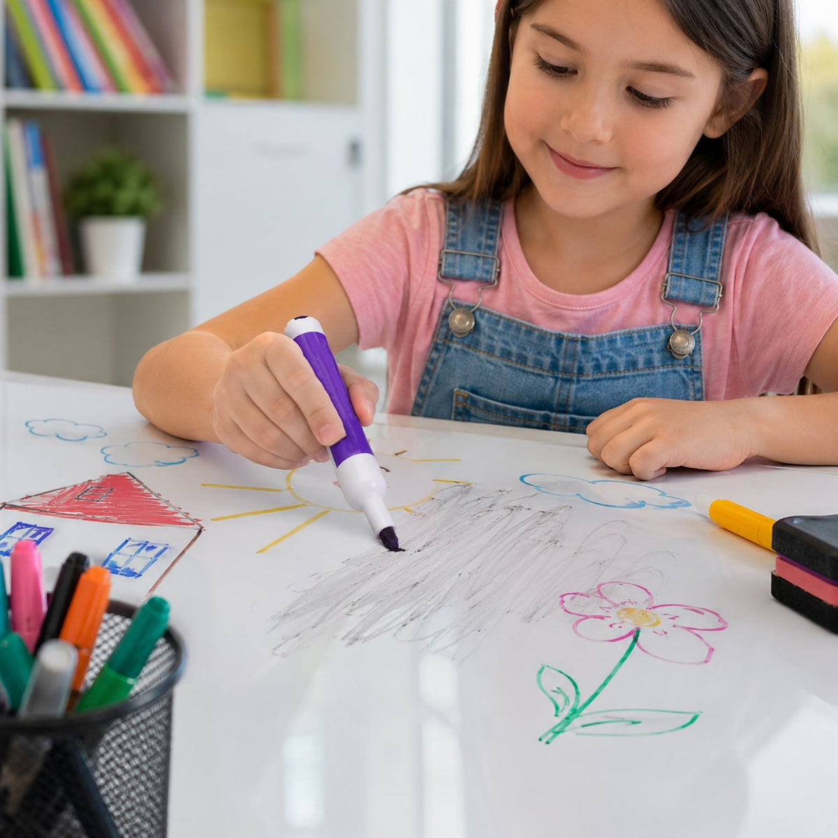 Wukusy mix color dry erase marker pen for whiteboards, suitable for office, school, and classroom use, with a chisel tip.