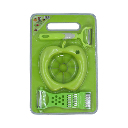 Wukusy plastic chopping board with knife, scissors, and wine stainless steel kitchen tools for versatile vegetable cutting and prep.