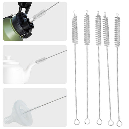 Wukusy 10-piece straw bottle cleaning brush set with various brushes for thorough cleaning of bottles and straws.