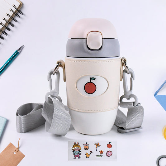 Wukusy stainless steel coffee tea bottle, 350ml insulated water bottle with a sleek silver design and screw-top lid.