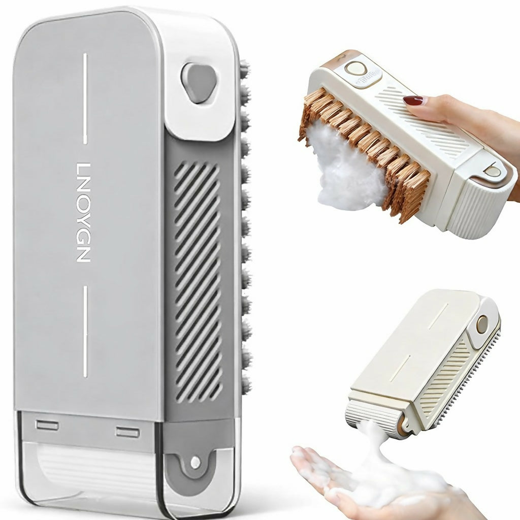 Wukusy liquid dispensing cleaning brush with built-in soap dispenser, featuring a colorful handle, suitable for home dishwashing.