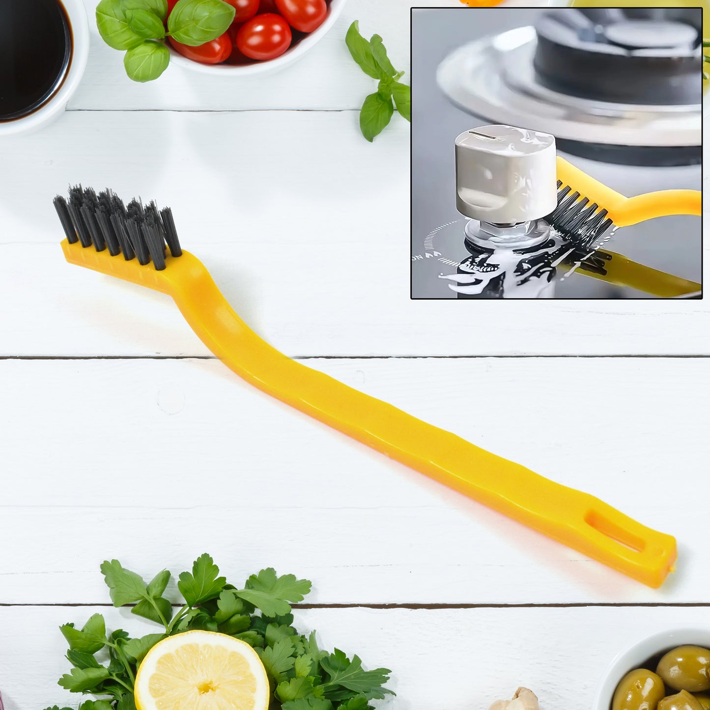Wukusy mini wire brush with nylon bristles, ideal for cleaning small kitchen tools and delicate surfaces.