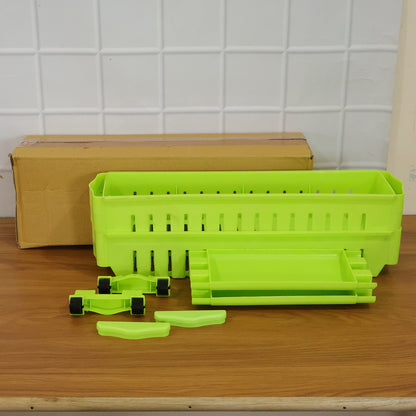 Wukusy Prexo plastic 2-layer slim storage rack with wheels, featuring a compact design and sturdy construction for organized space.