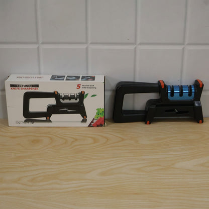 Manual Metal Knife Sharpener With 3 Stage System And Ergonomic Non Slip Handle