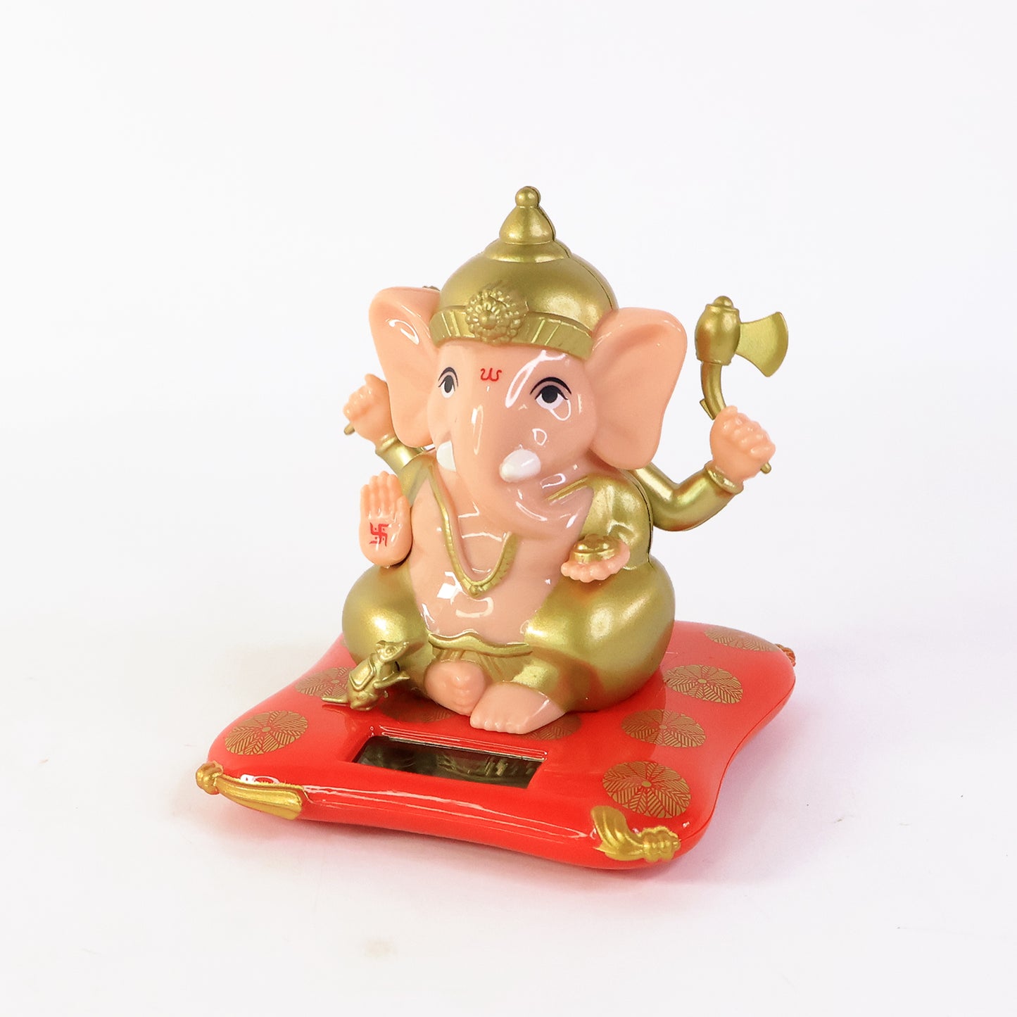 Decorative medium Lord Ganesh idol statue with solar-powered base, ideal for home decor, by Wukusy.