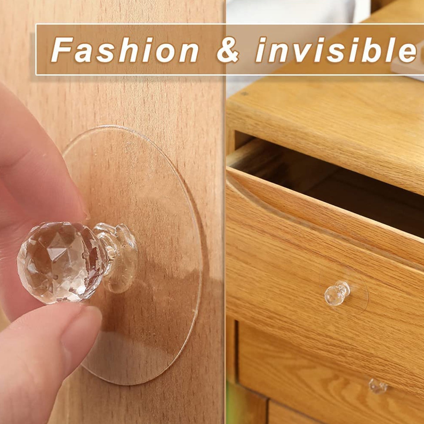 Wukusy clear diamond-shaped cabinet drawer knob with hook, ideal for wardrobe, kitchen, bathroom, or dresser furniture handles