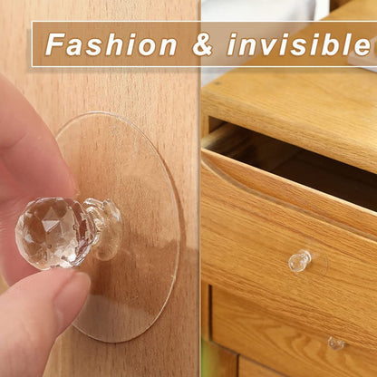 Wukusy clear diamond-shaped cabinet drawer knob with hook, ideal for wardrobe, kitchen, bathroom, or dresser furniture handles