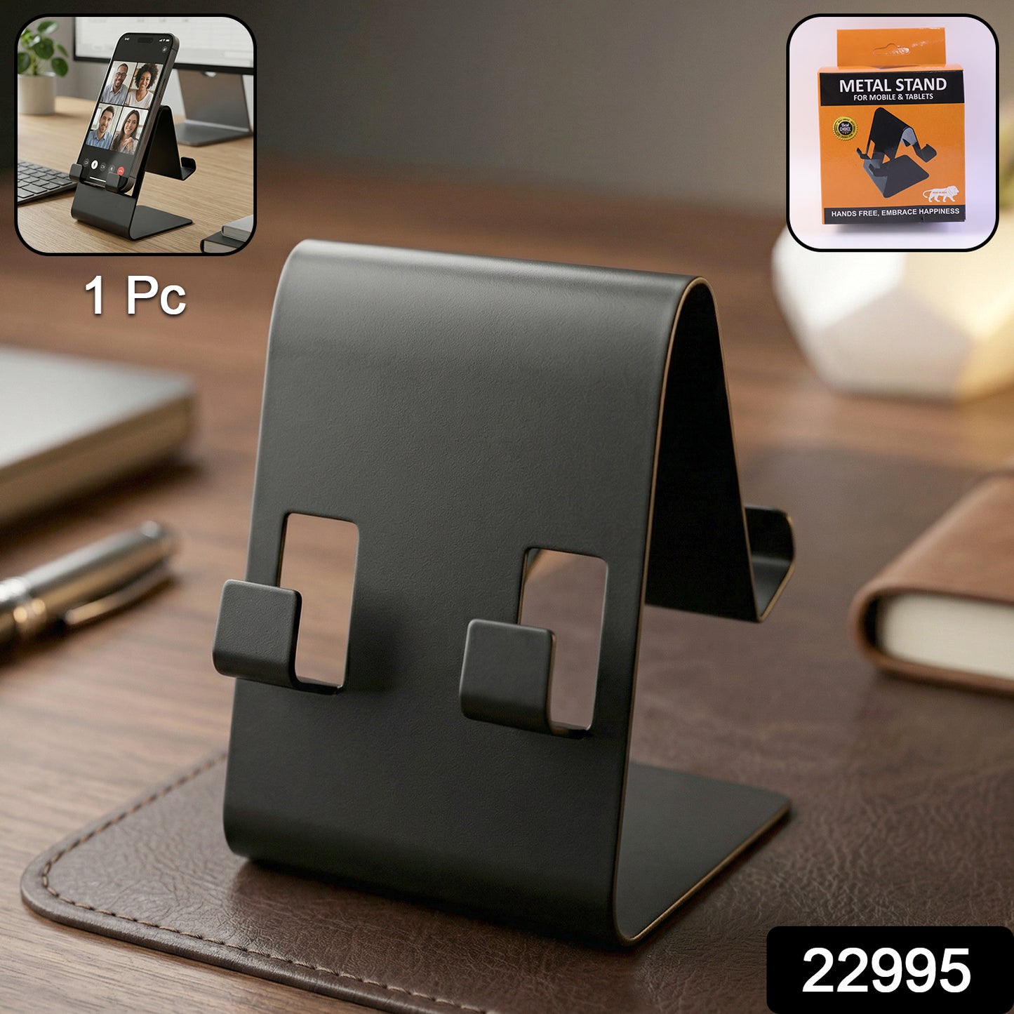 Metal Mobile Phone  Tablet Stand (1 Pc Black Color)