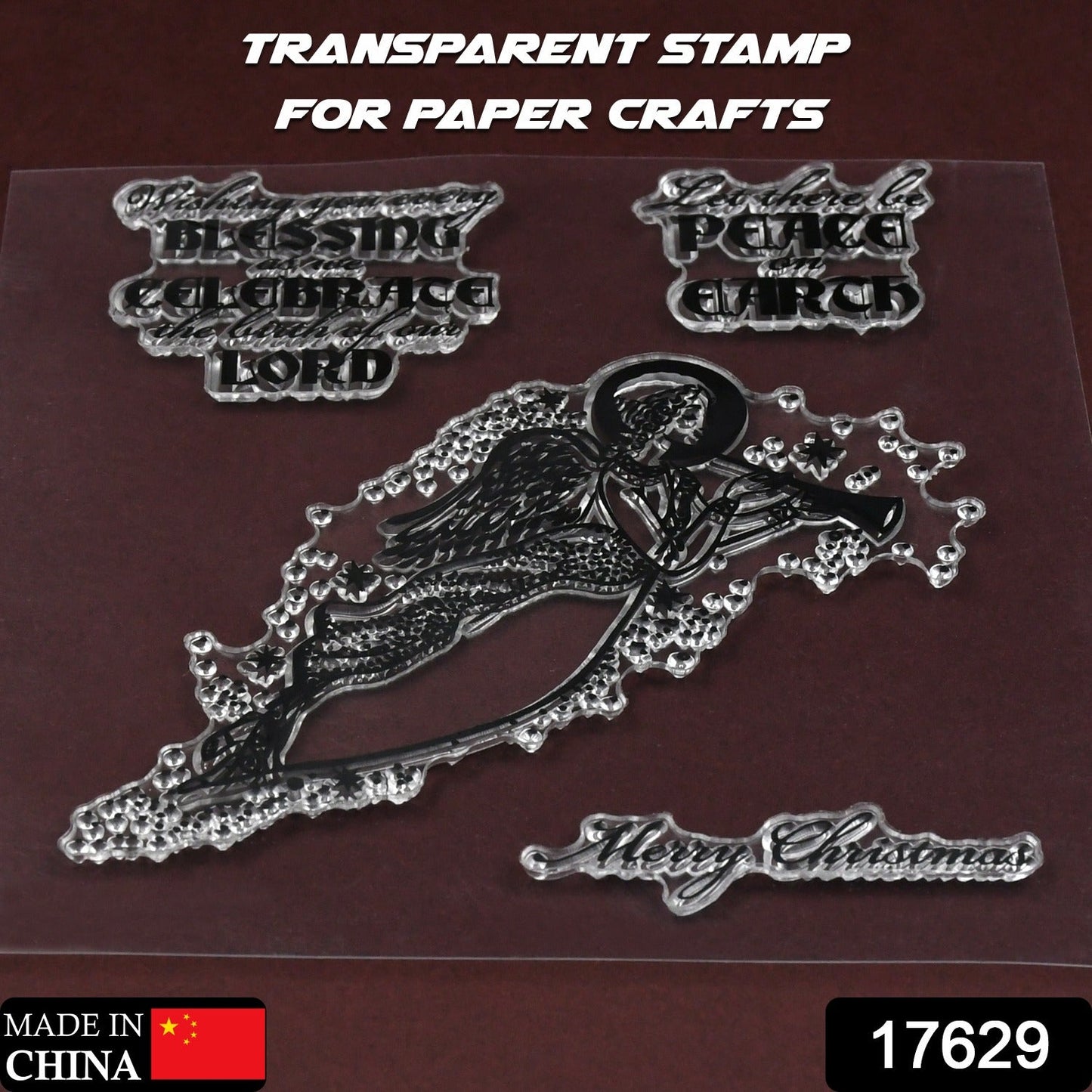 Wukusy reusable rubber TPR stamp set with mixed designs, ideal for DIY crafts, envelopes, diaries, invitations, and paper decoration.