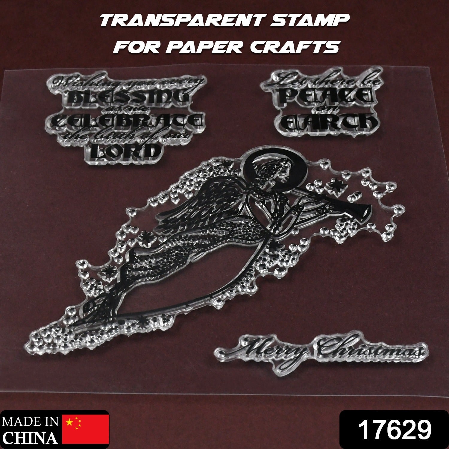 Wukusy reusable rubber TPR stamp set with mixed designs, ideal for DIY crafts, envelopes, diaries, invitations, and paper decoration.