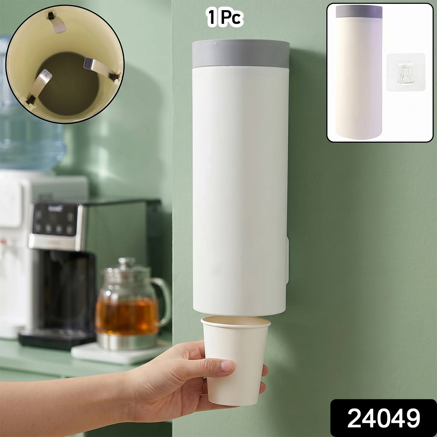Wall mounted Wukusy paper cup holder and dispenser for disposable cups, organized storage solution for kitchen or café.