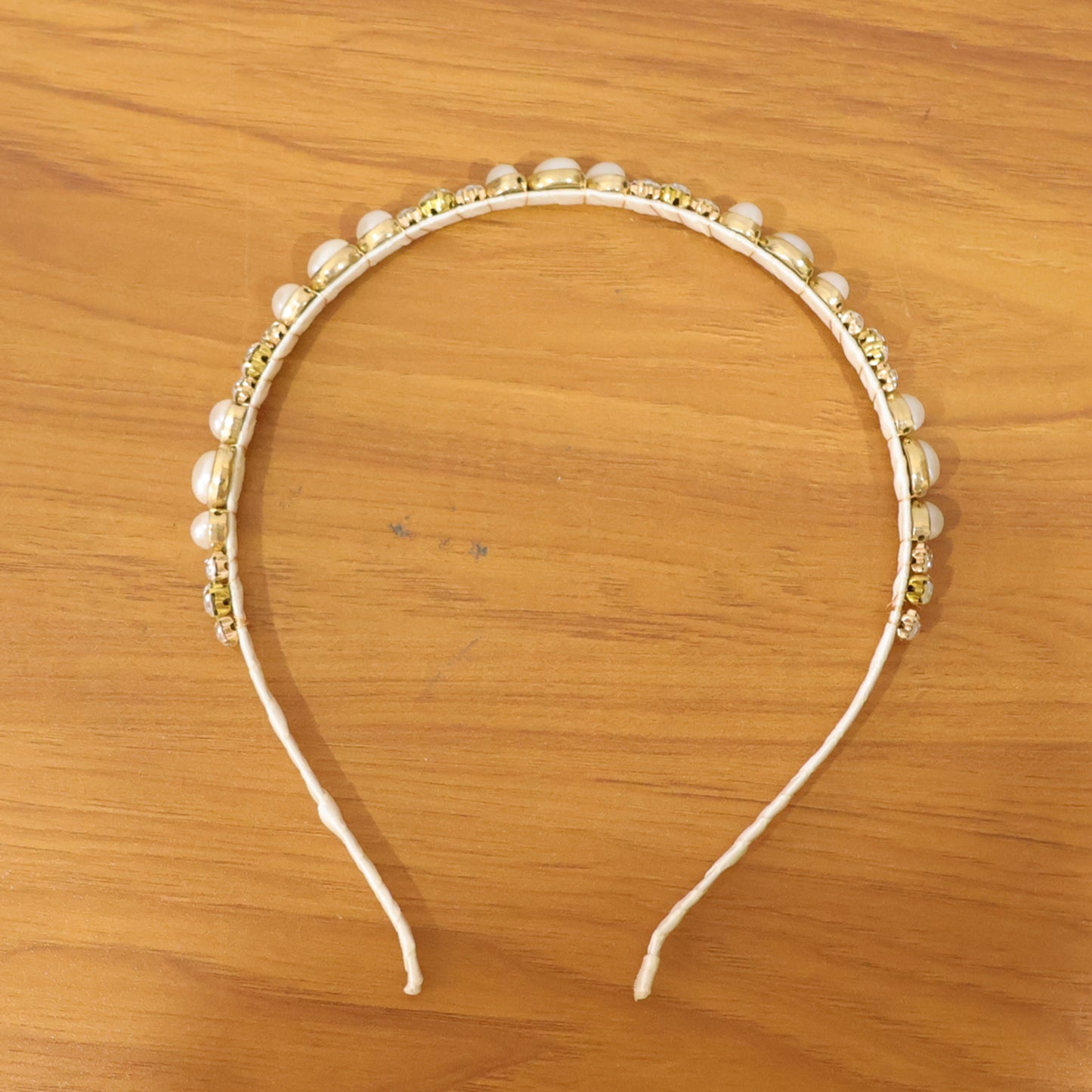 Wukusy premium pearl and crystal embellished hair band with intricate design, ideal for elegant hairstyles.