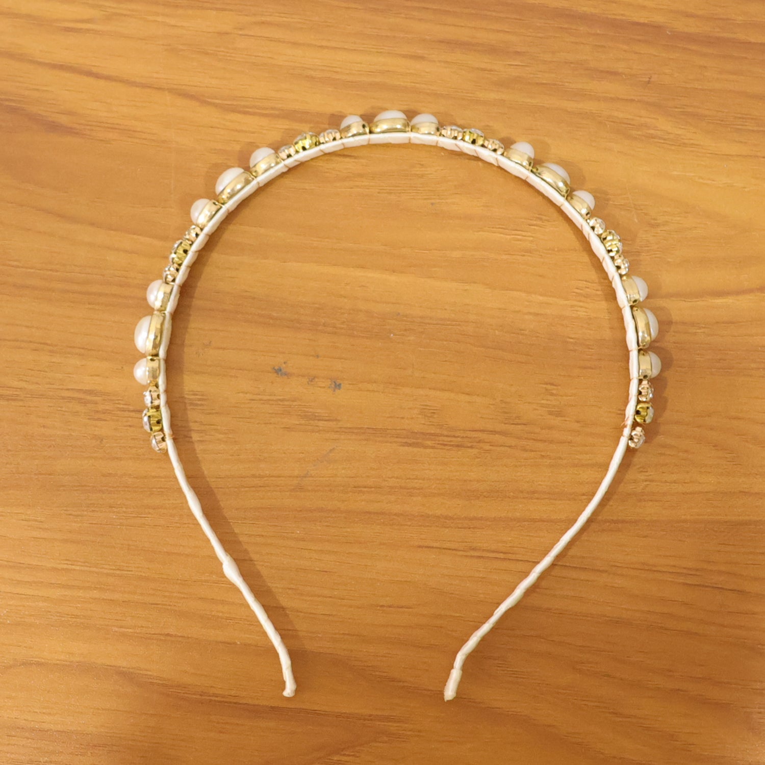 Wukusy premium pearl and crystal embellished hair band with intricate design, ideal for elegant hairstyles.