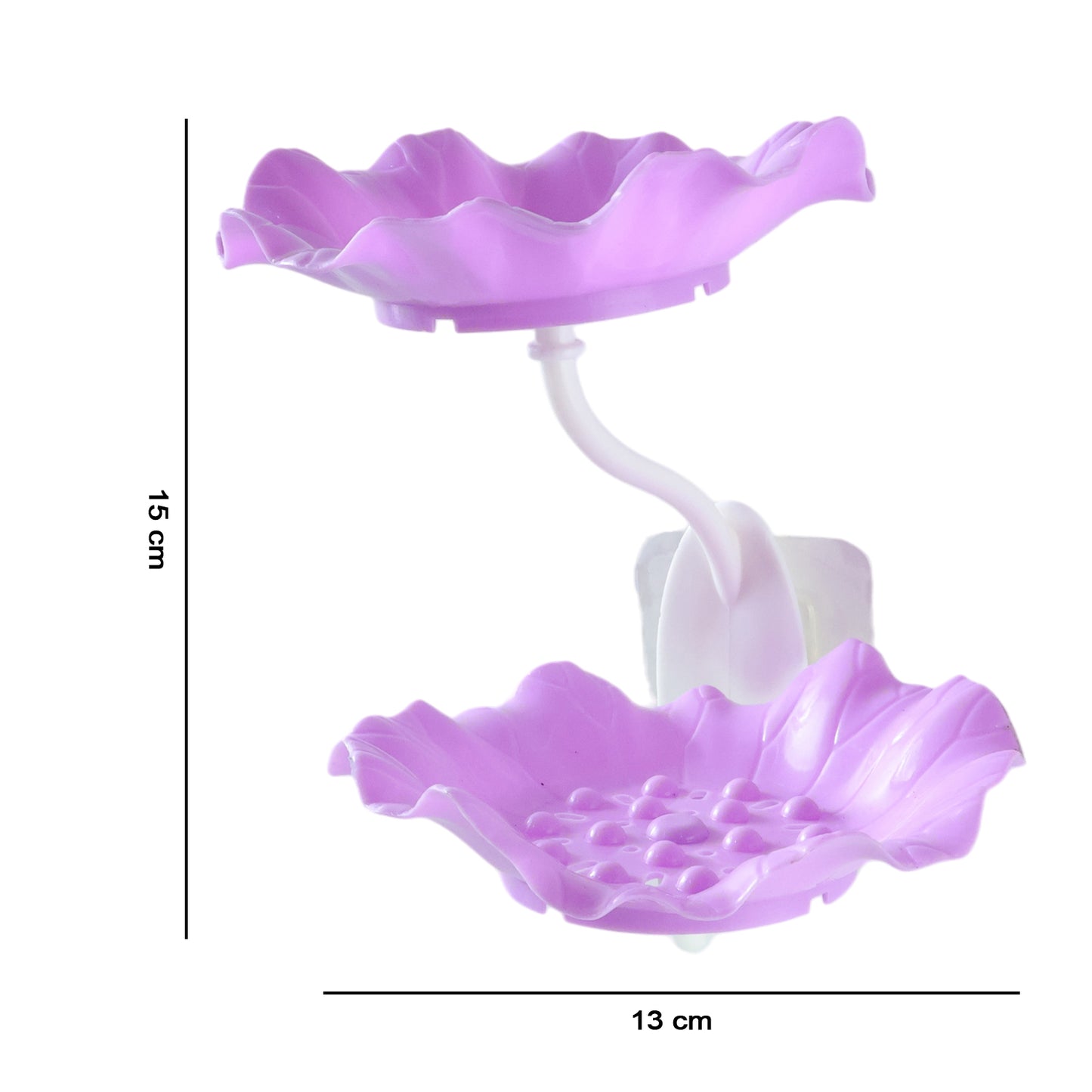 Wall mounted plastic soap dish holder by Wukusy with two layers, designed for bathroom use, shown mounted on a wall.