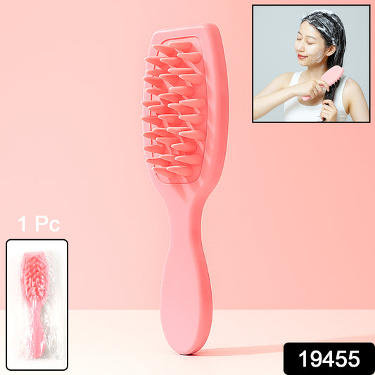 Wukusy multipurpose silicone scalp massager and shampoo brush showing textured silicone bristles for scalp cleansing and massage.