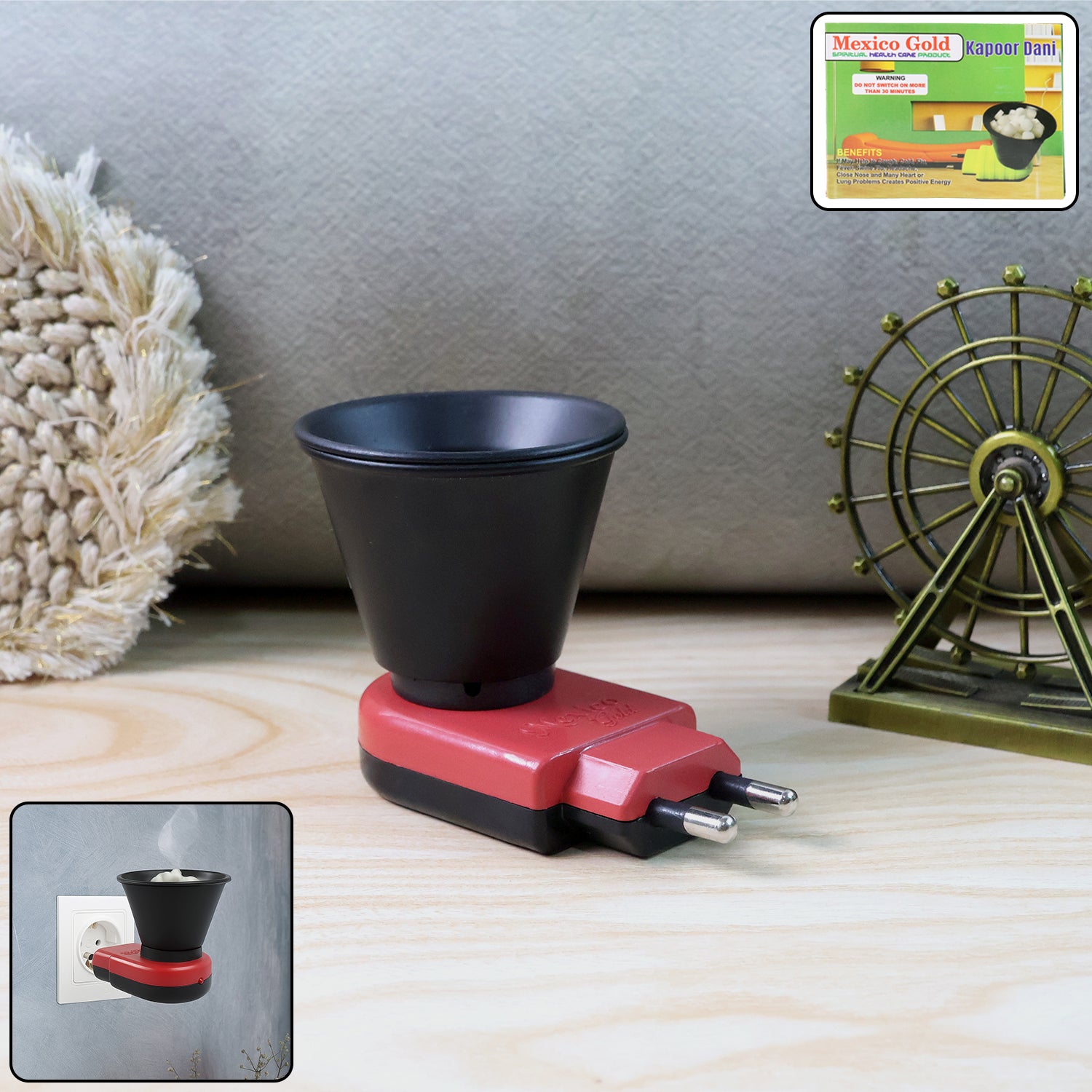 Wukusy Electric Kapoor Dani Camphor Diffuser, home improvement device with a sleek design for aromatic camphor diffusion.
