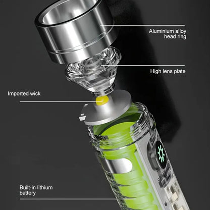 Wukusy rechargeable LED flashlight with patterned design, compact handheld torch for home improvement and emergency use.