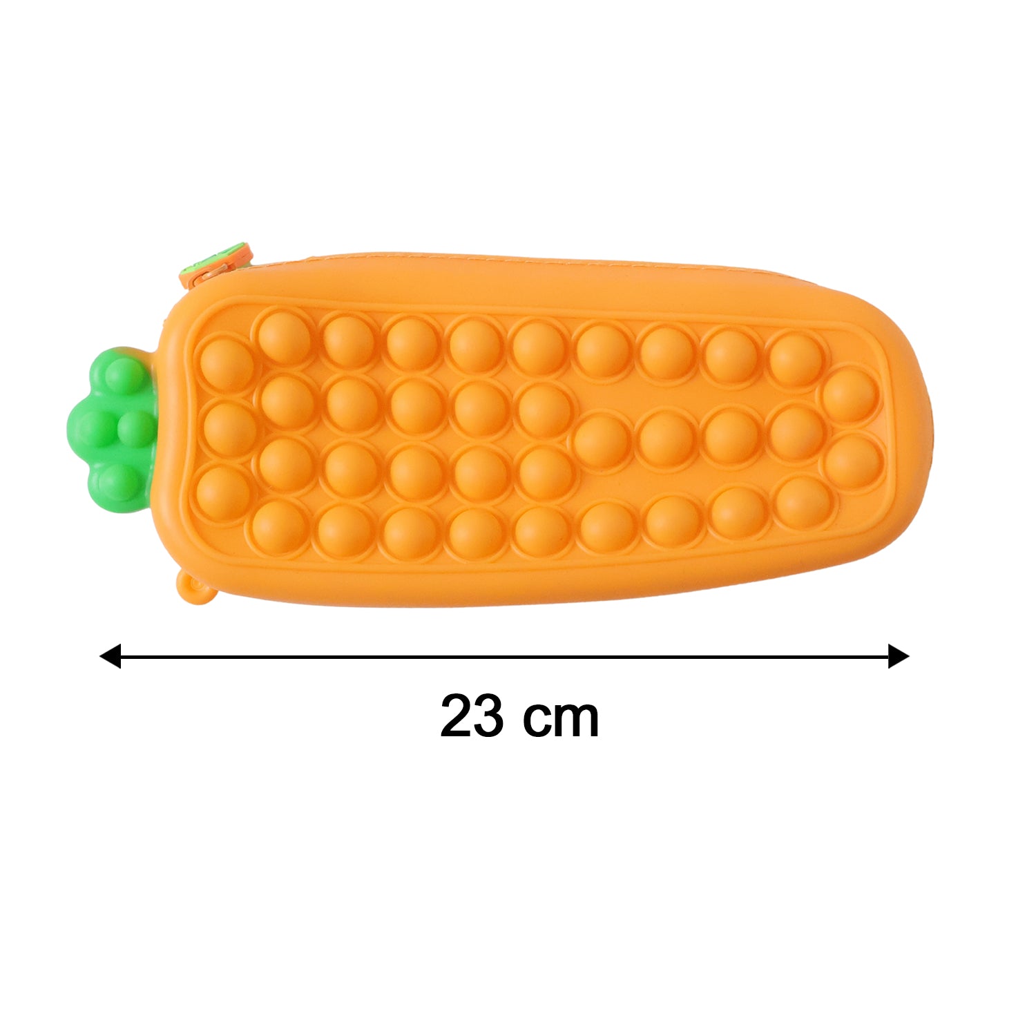 Wukusy Pop It pencil pouch with zipper, colorful silicone bubble fidget toy used as a pencil case for kids and students.