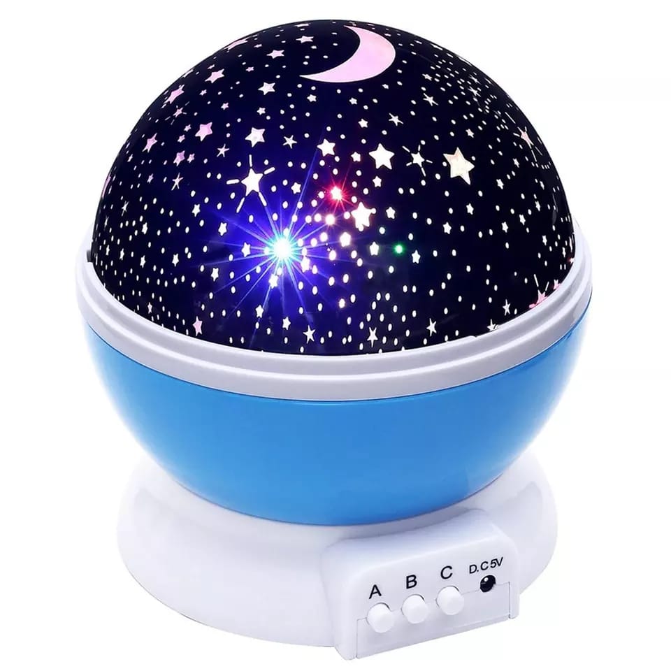 Wukusy 1234 Colour Changing Good Night Star Master Rotating Projection Night Lamp for home decor, showing star projections and rotating design.