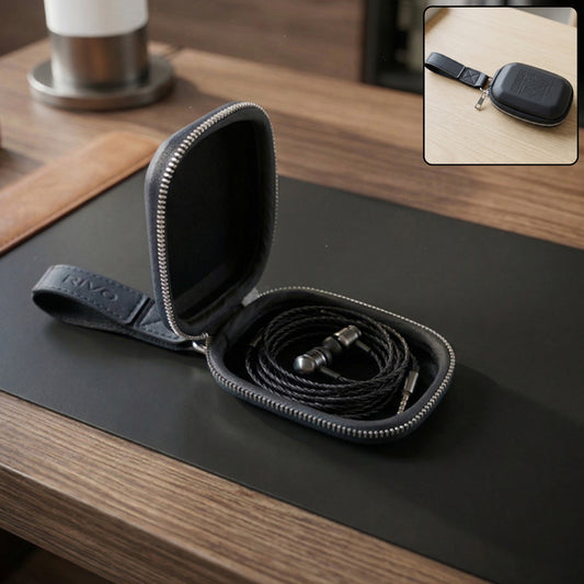Wukusy premium hard shell earphone carrying case with zipper closure, durable protective case for storing and organizing earphones.