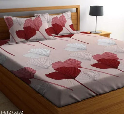 Super soft glace cotton double bedsheet with elastic edges and two pillow covers, measuring 72x78 inches for a comfortable fit.