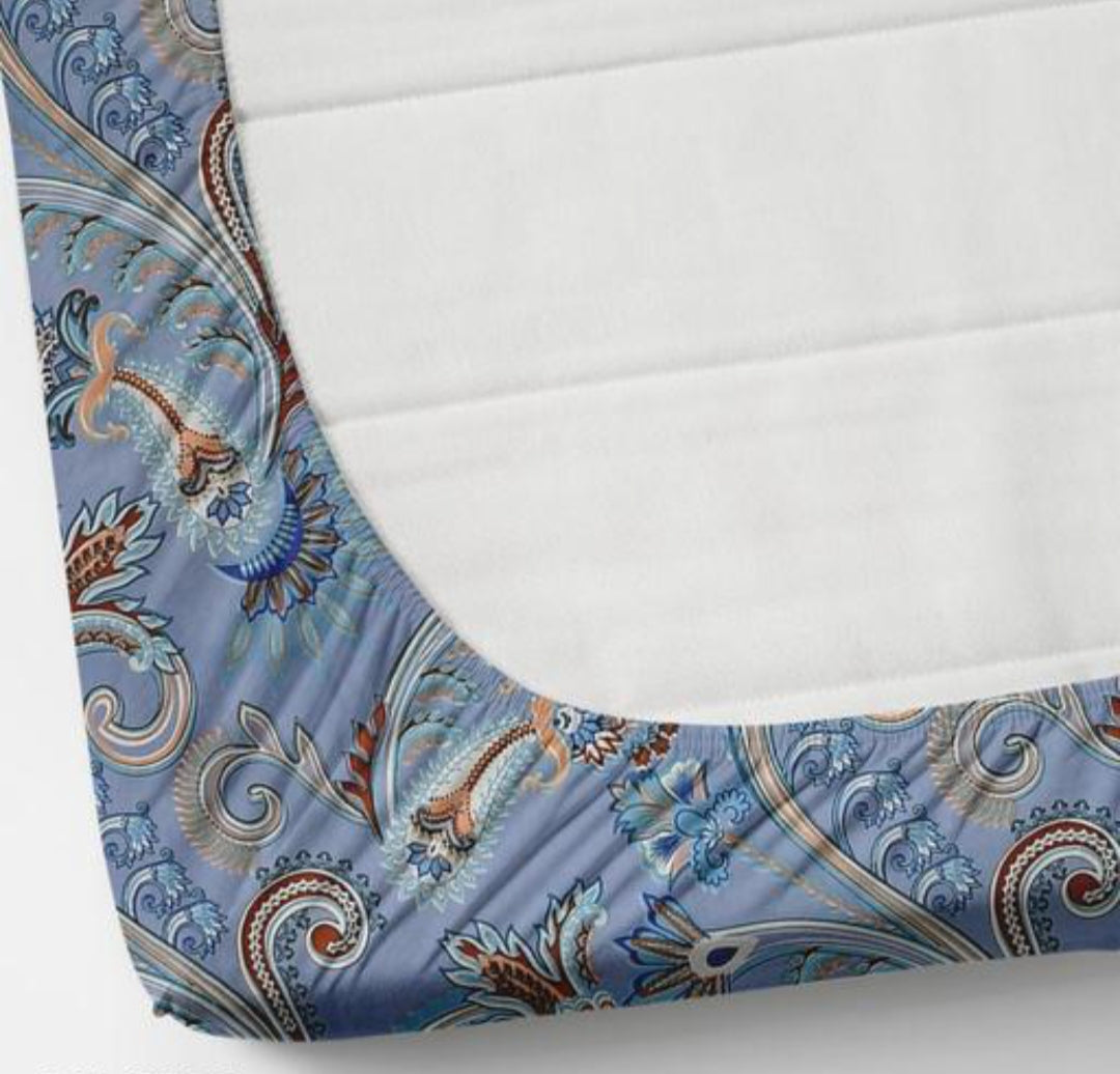 Super soft glace cotton double bedsheet with elastic fitted edges and two pillow covers, measuring 72x78 inches.