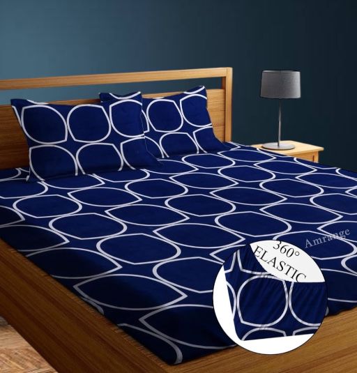 Super soft glace cotton double bedsheet with elastic fit and two pillow covers, 72x78 inches, by brand 20027.