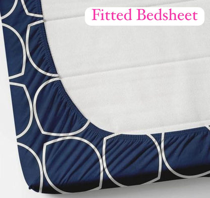 Super soft glace cotton fitted bedsheet with elastic edges and two pillow covers, suitable for double beds, 72x78 inches.
