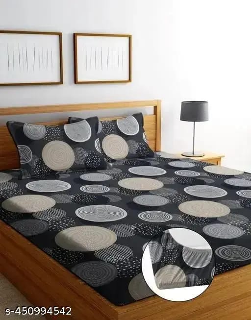 Super soft glace cotton fitted bedsheet with elastic edges and two pillow covers, suitable for double beds, 72x78 inches.