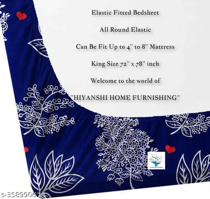 Super soft glace cotton double bedsheet with elastic fitted edges and two pillow covers, measuring 72x78 inches.