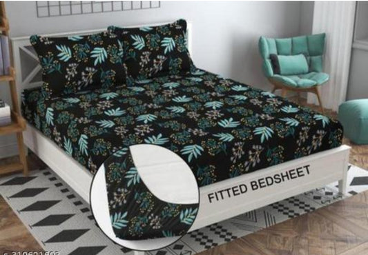 Super soft glace cotton fitted bedsheet with elastic edges and two pillow covers, measuring 72x78 inches, by brand 20027.