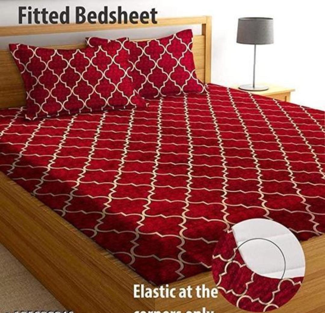 Super soft glace cotton fitted bedsheet with elastic edges and two pillow covers, measuring 72x78 inches, brand 20027.