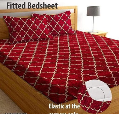 Super soft glace cotton fitted bedsheet with elastic edges and two pillow covers, measuring 72x78 inches, brand 20027.