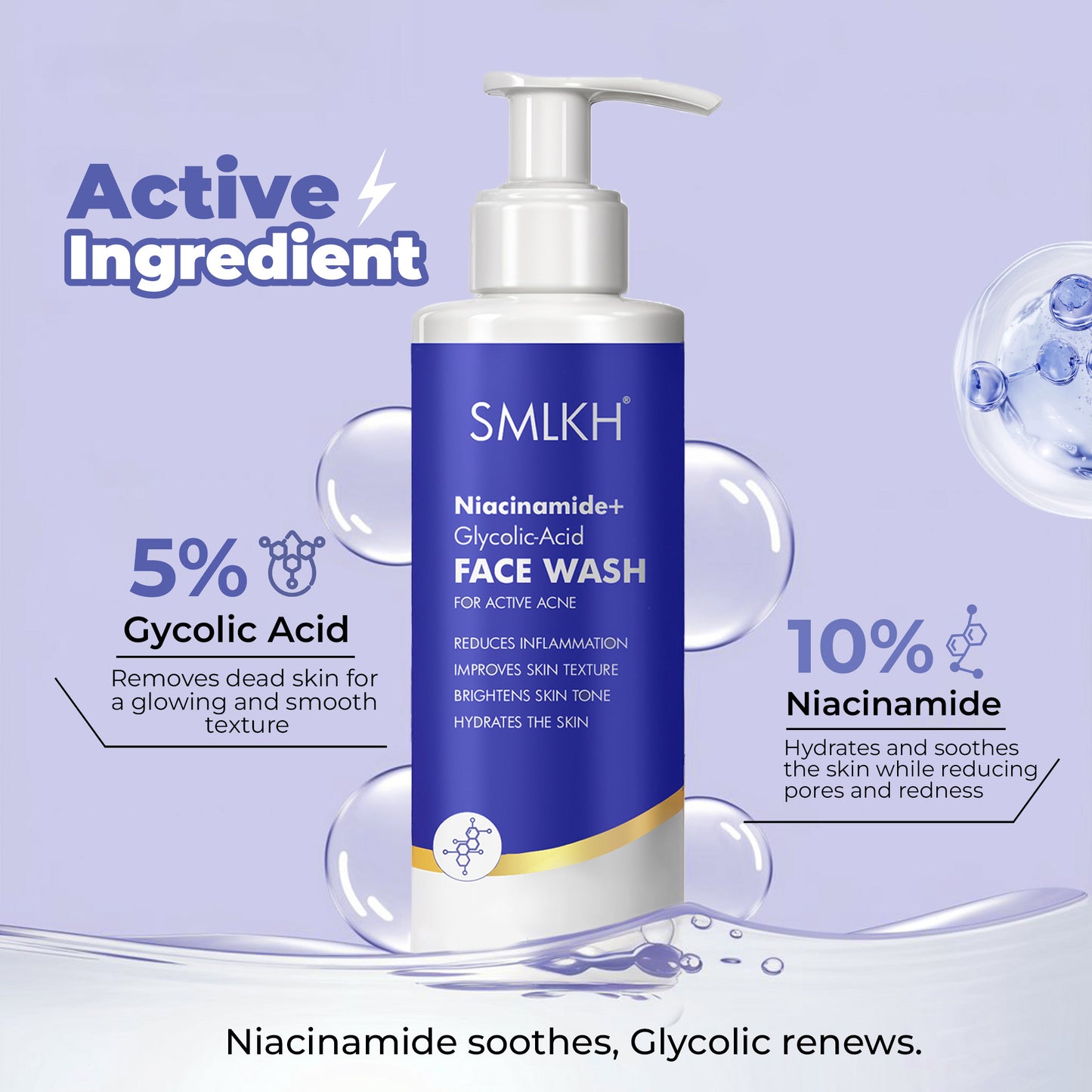 Niacinamide and glycolic acid deep cleanser for oily skin in a 200ml bottle, designed to promote glowing, clear complexion.