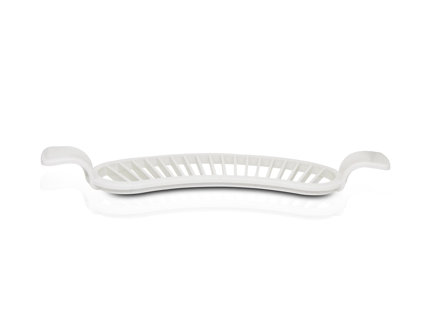 Wukusy 2084 plastic banana slicer with handle, a kitchen tool for quick and even banana slicing.