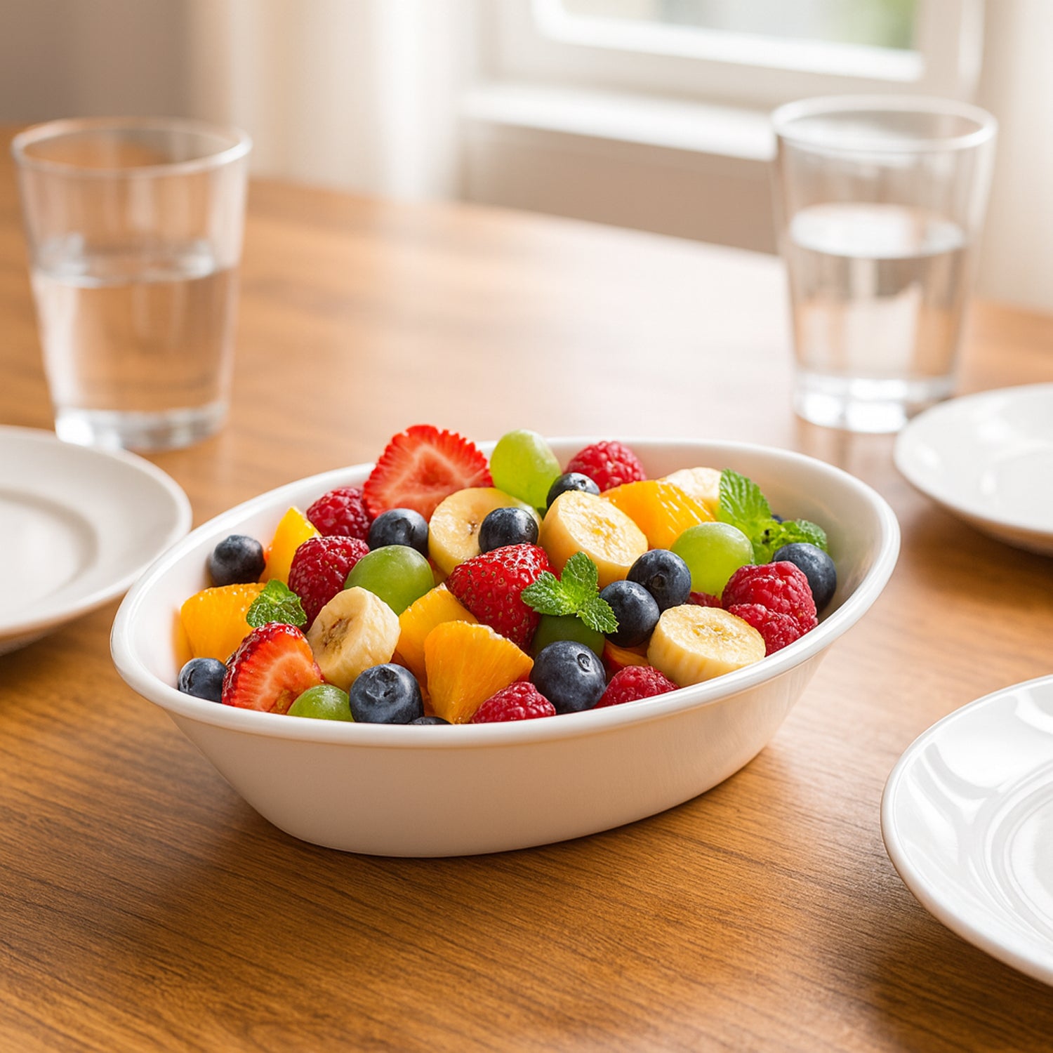White Plastic Marin Serving Bowl by Wukusy, elegant oval deep bowl for serving food, with a smooth, glossy finish.