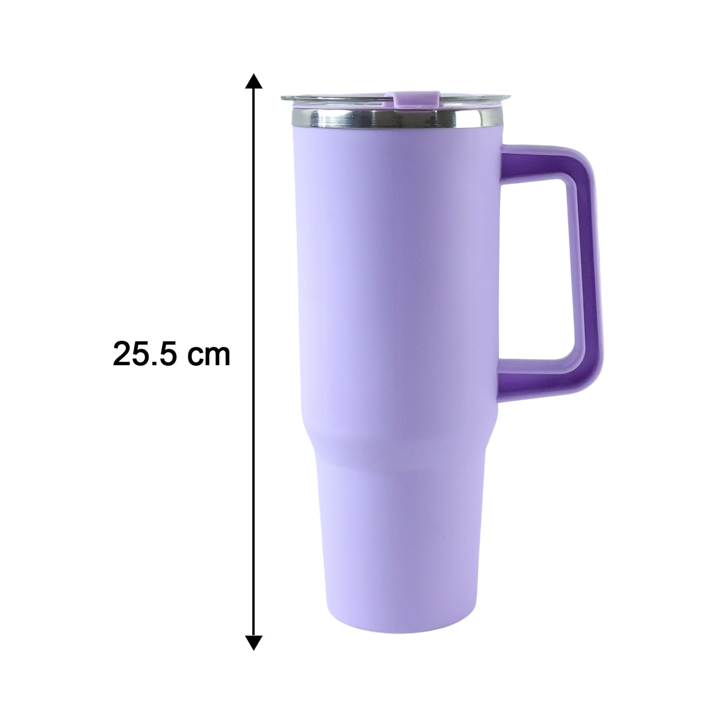 Large capacity Wukusy Konvex insulated tumbler mug with handle and straw, 1200 ml, designed for hot and cold beverages.