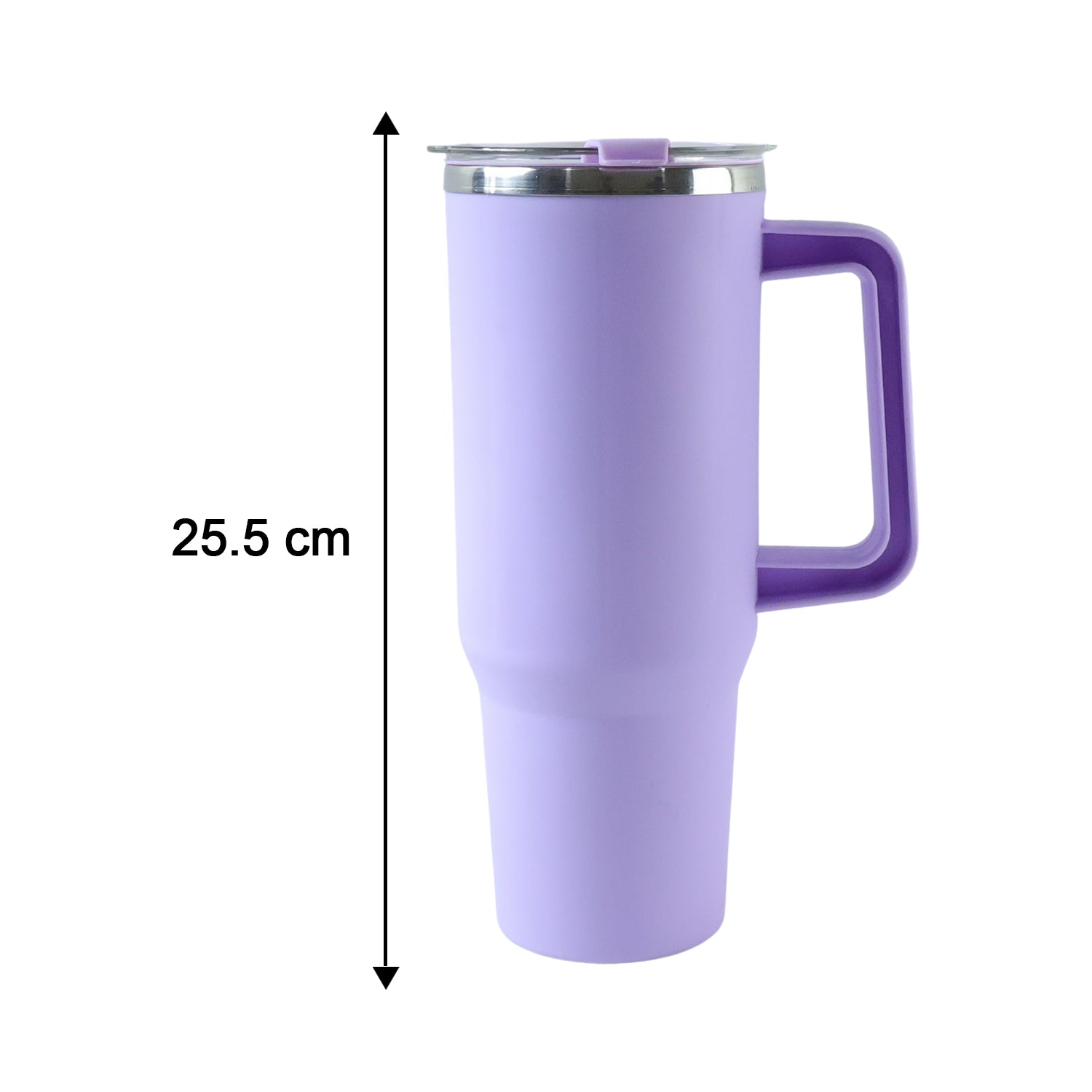 Large capacity Wukusy Konvex insulated tumbler mug with handle and straw, 1200 ml, designed for hot and cold beverages.