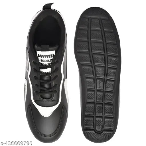 Black men's sports shoes by 21290 featuring a sleek design and comfortable athletic style for active wear.